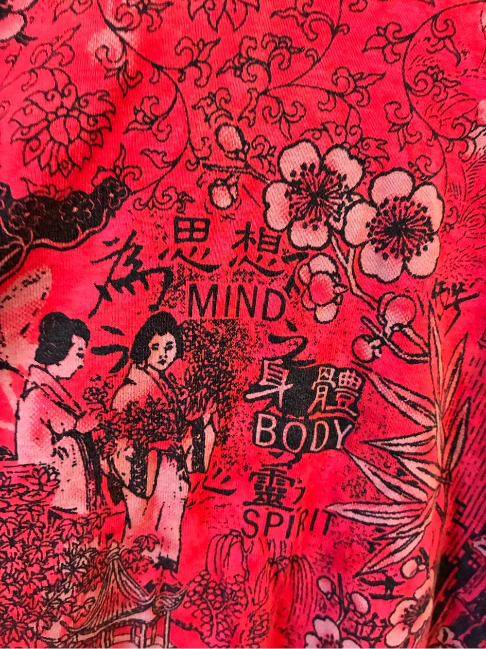 Y2K Cyber Y2K Fairy Grunge Asian Print Geisha Graphic Tattoo Print top Mallcore - Picture 3 of 4